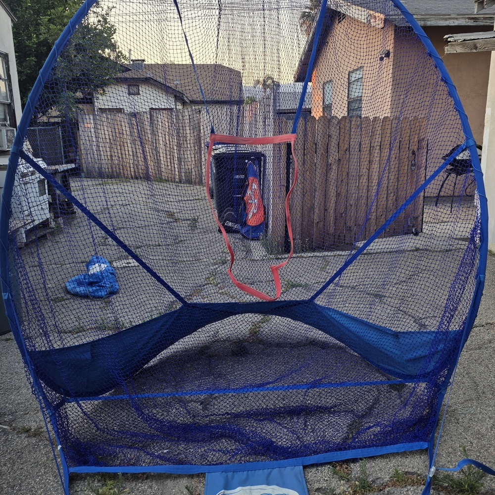 Blue and Red Baseball Practice Net